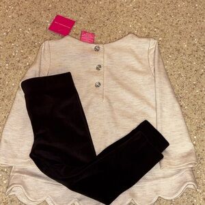 Isaac Mizrahi 12 month set. NEW w/tags. Top & velour pants Set. button detail